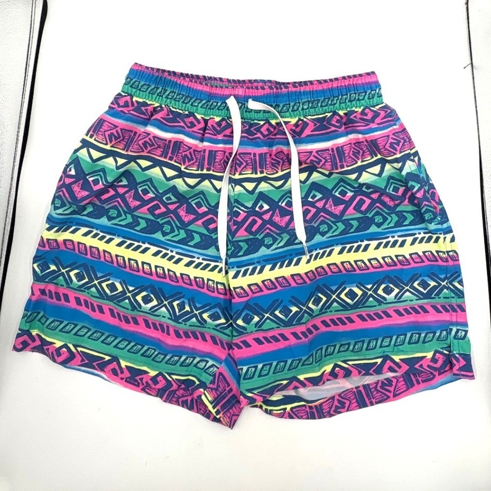Chubbies Mens Swim Trunks 5.5 Inseam Small Multi Color Geometric Tribal Retro 90